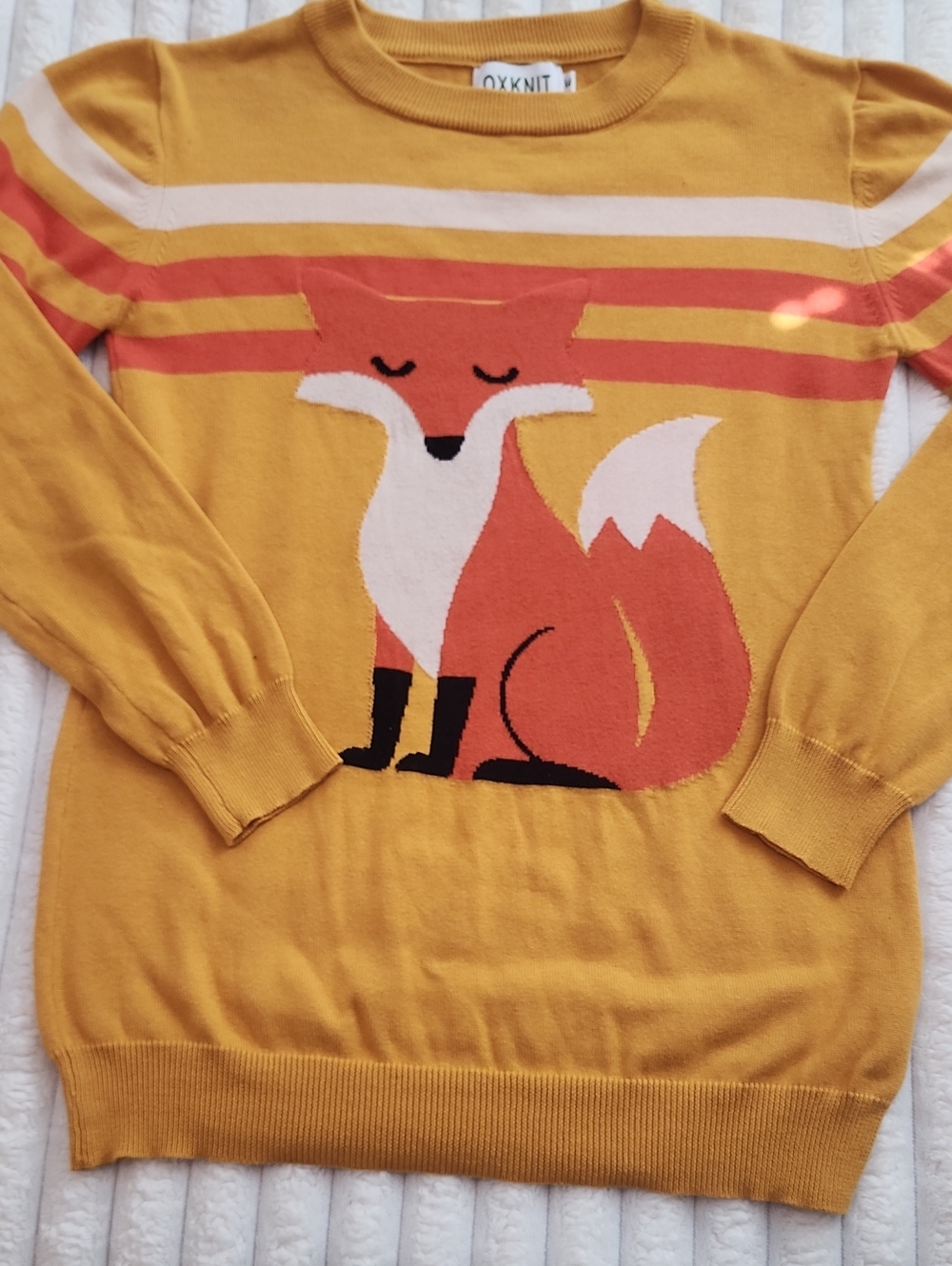 Oxknit Mustard Fox Crewneck Sweater